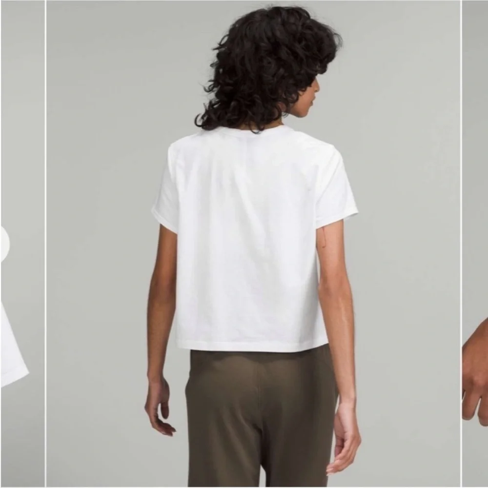 Lululemon Classic-Fit Cotton-Blend T-Shirt Cropped Short Sleeve White